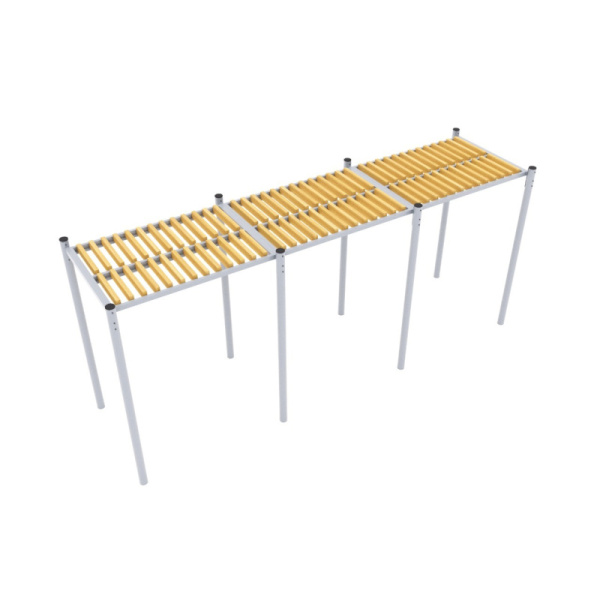 Навес "Меридиан" Тип 1 (светлое дерево T1802+серый металл) (бетонирование)