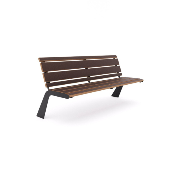 Парящая скамья "Лагуна" со спинкой  (фанера) (темно-коричневый/черный) (бетонирование)