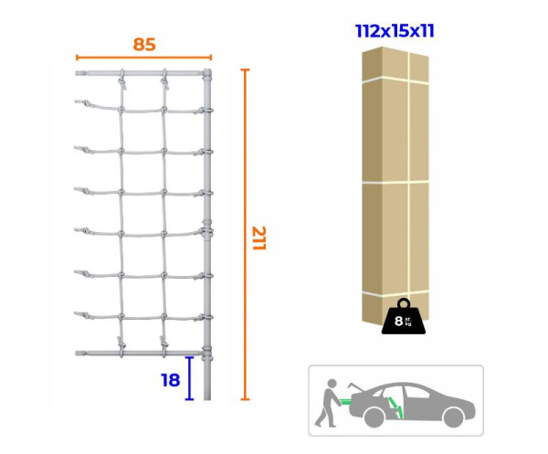 Dop7 Комплект с канатным лазом пристенный ROMANA
