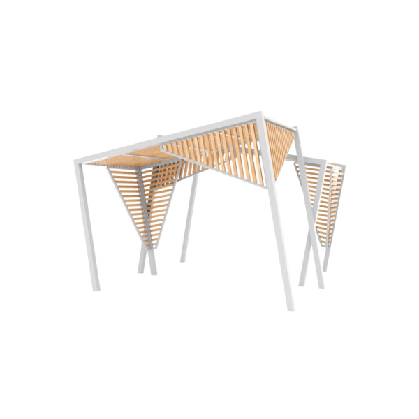 Навес "Парус" (темное дерево T8017+серый металл) (анкерное)