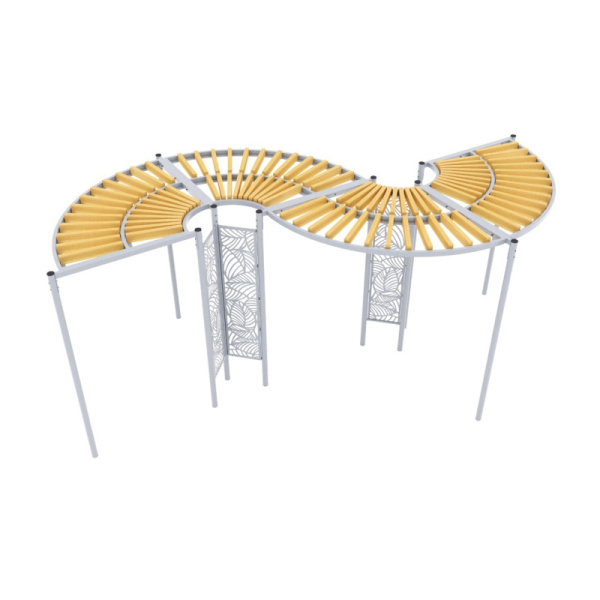 Навес "Меридиан" Тип 5 (светлое дерево T1802+серый металл) (бетонирование)