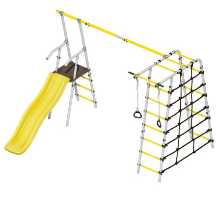 Детский спортивный комплекс для дачи ROMANA Богатырь Плюс 2 NEW (серый/желтый | Без качелей)