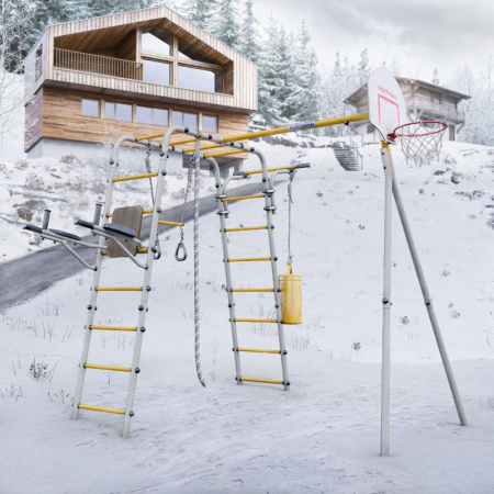 Детский спортивный комплекс для дачи ROMANA Fitness (Цвет  серый/желтый | Качели  Без качелей)