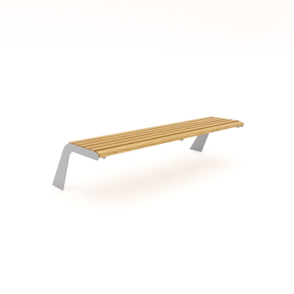 Парящая скамья "Лагуна" без спинки (брус) (светлое дерево T1802+серый металл) (бетонирование)